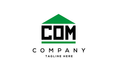 COM three letter house for real estate logo design vector