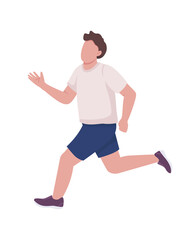 Fototapeta na wymiar Running athlete semi flat color vector character. Workout routine. Full body person on white. Training for sports isolated modern cartoon style illustration for graphic design and animation