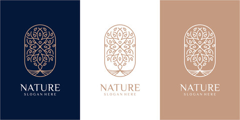 creative line tree logo design template. nature logo design. leaf logo design. tree logo design