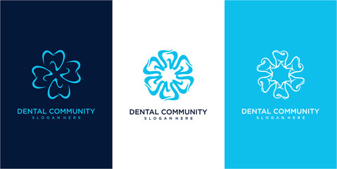 Dental community logo design. set of dental logo design inspiration