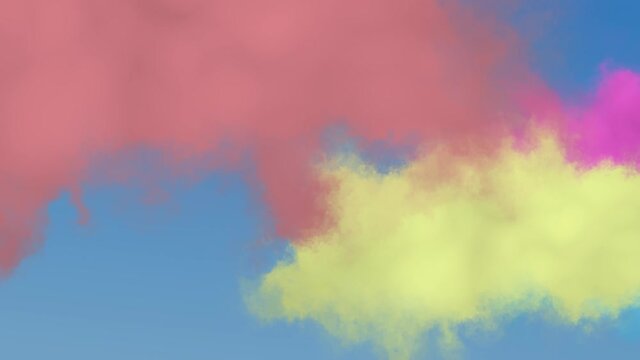 Blue sky with multicolored clouds, loop.