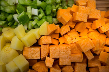 vegetables cut into cubes