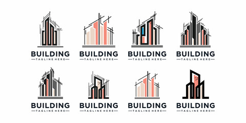 Set of Building construction logo design. building logo design architecture inspiration. Real estate logo,vector icon designs