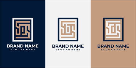 Obraz premium Set of square letter logo design. PS logo. SB logo. SD logo. square line logo design