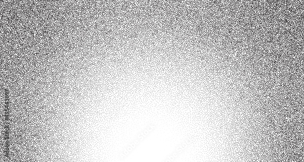Poster dotwork gradient pattern vector background. black noise stipple dots. sand grain effect. black dots 