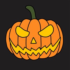 Simplicity halloween pumpkin freehand drawing flat design.