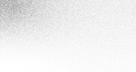 Dotwork gradient pattern vector background. Black noise stipple dots. Sand grain effect. Black dots grunge banner. Abstract noise dotwork pattern. Gradient circles. Stochastic dotted vector background
