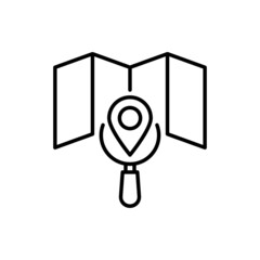Map search vector outline icon style illustration. Eps 10 file