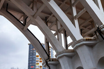 Naklejka premium Sochi, Russia, April 12, 2021. Vereshchaginsky viaduct is an important city highway, one of the main attractions of the transport system