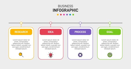 Infographic design with icons and 4 options or steps. Thin line vector. Infographics business concept. Can be used for info graphics, flow charts, presentations, web sites, banners, printed materials.