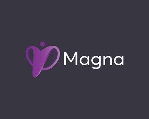 Abstract human vector logotype. Creative heart, circle of trust, community logo icon on dark background.