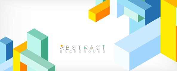 Abstract background. 3d cubes, cubic elements and blocks. Techno or business concept for wallpaper, banner, background, landing page
