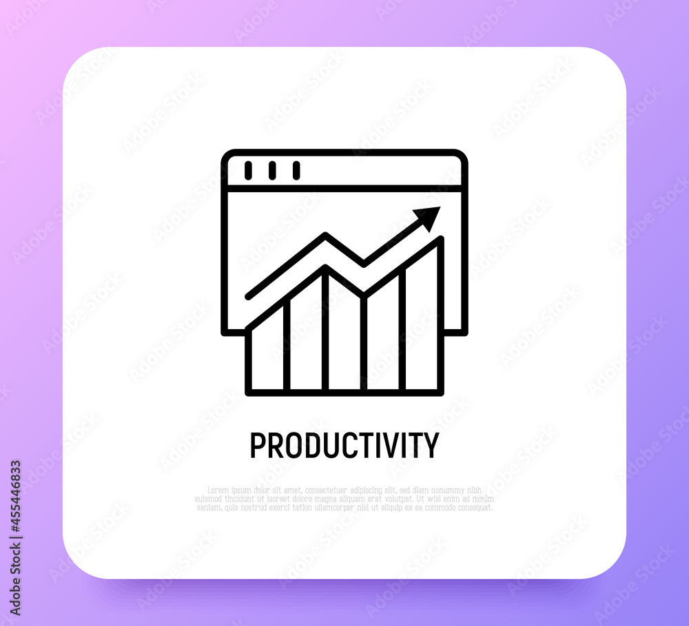 Poster browser productivity thin line icon. traffic progress. modern vector illustration.