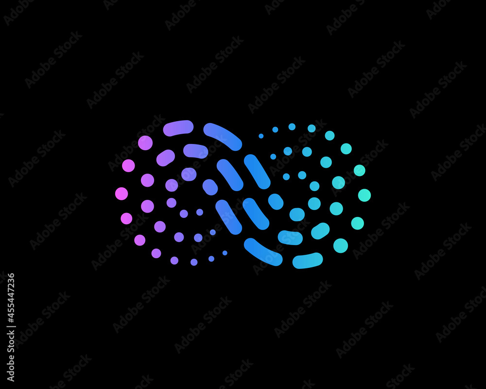 Poster abstract wave from dots and lines logo vector design. creative infinity, swirl, loop sign logotype.