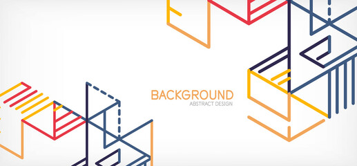 Abstract background. Color lines on white background. Linear abstract composition. Techno or business concept for wallpaper, banner, background, landing page