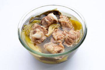 Pork rib soup with pickled cabbage or mustard greens