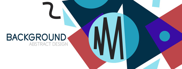 Abstract background. Blocks, lines, triangles, circles composition. Techno or business concept for wallpaper, banner, background, landing page