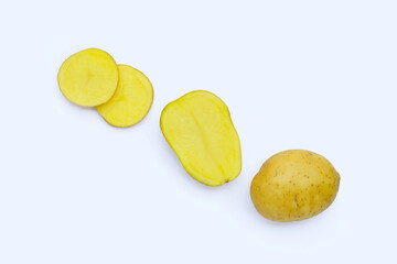 Raw potatoes isolated on white background