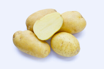 Raw potatoes isolated on white background