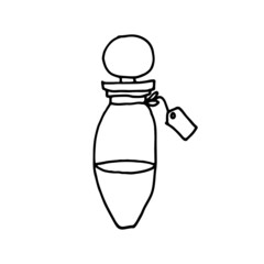 Halloween glass jar with poison. Potion in doodle style. Hand Drawn illustration.