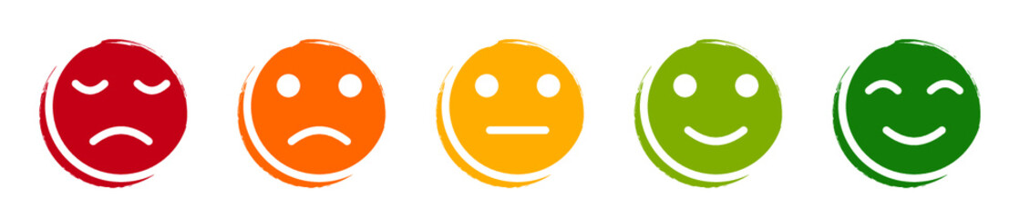Obraz premium Set of rating emotion faces, color. Flat icon design. 