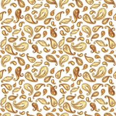 paisley seamless pattern. Watercolor illustration