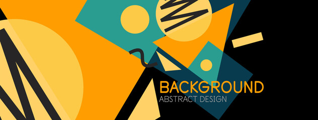 Abstract background. Blocks, lines, triangles, circles composition. Techno or business concept for wallpaper, banner, background, landing page