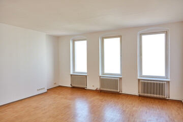Empty large white room in apartment in old building