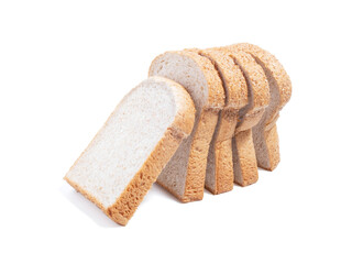 Wheat bread slide on a white background