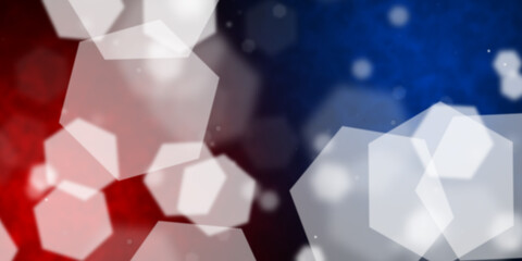 Abstract red and blue background with flying hexagonal shapes © thodonal