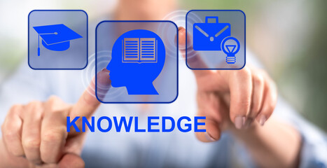 Woman touching a knowledge concept