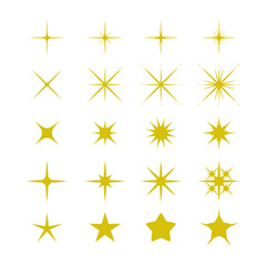 Obraz premium Collection of flat shiny stars on white background
