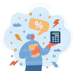 Vector illustration of woman with calculator
