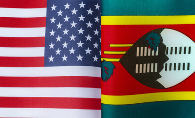 fragments of the national flags of the United States and the Kingdom of Eswatini close-up