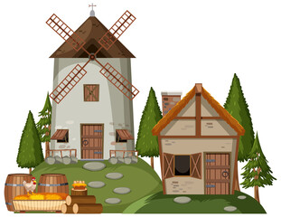 Medieval historical house cartoon style