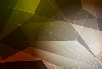 Dark Yellow vector background with triangles.