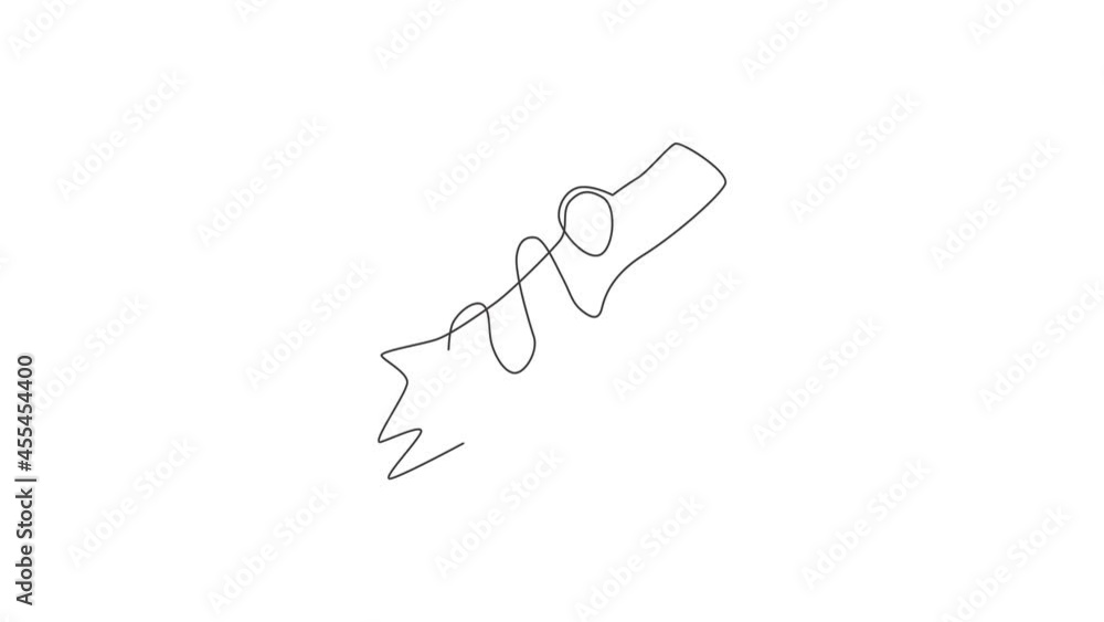 Poster animated self drawing of single continuous line draw slow cute sloth hanging at limb tree for logo i