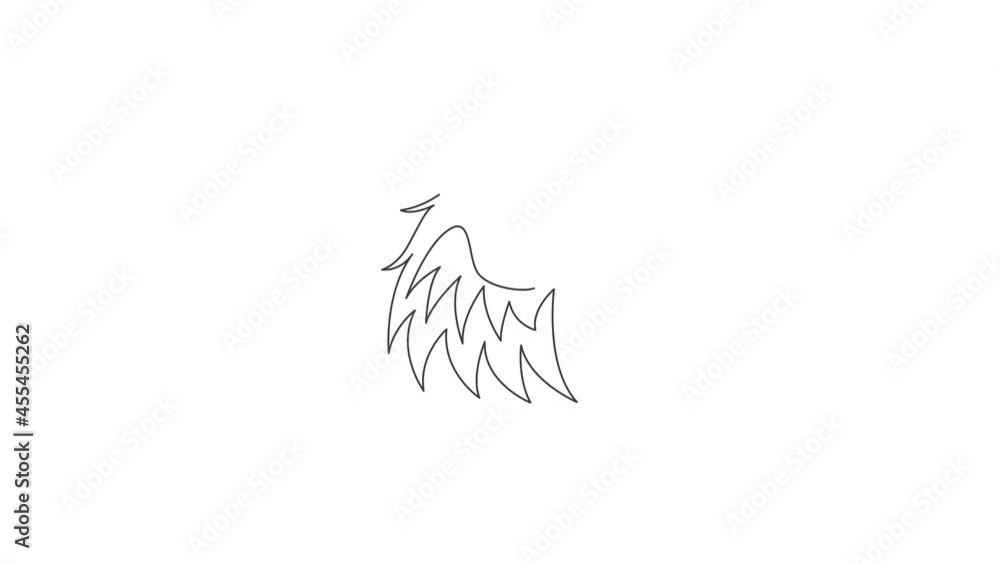 Poster animated self drawing of one continuous line draw strong eagle head for delivery service logo identi