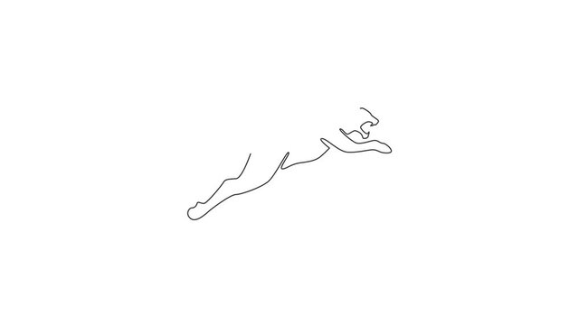 Animated self drawing of one continuous line draw wild leopard for multinational company logo. Strong cheetah mammal animal mascot concept for national safari zoo. Full length single line animation.