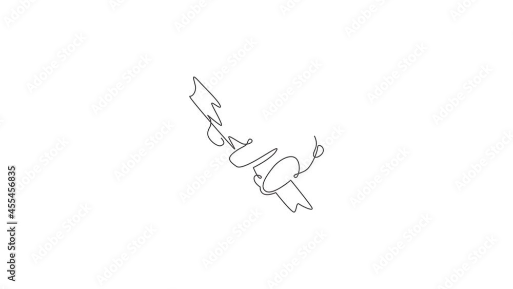 Poster animated self drawing of one continuous line draw adorable panda sleeping at tree branch for company