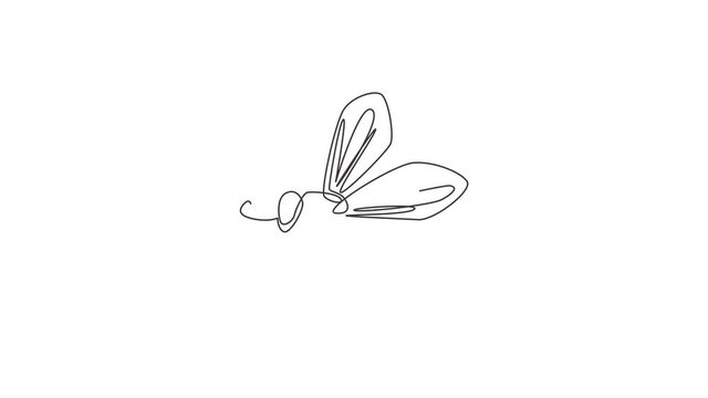 Animation of one single line drawing of cute bee for company logo identity. Honeybee farm icon concept from wasp animal shape. Continuous line self draw animated illustration. Full length motion.