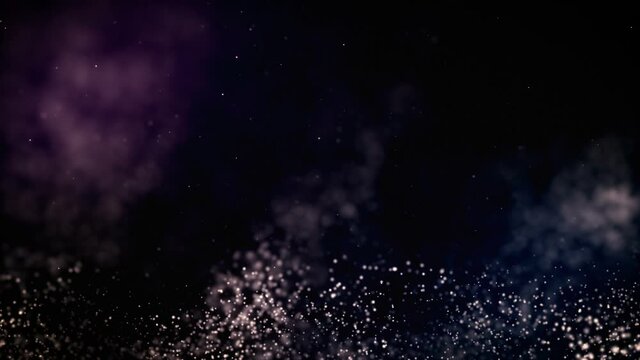 This is a motion stock graphic featuring elegant violet bokeh and glittering particles of light.