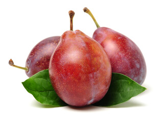 Plums plum prunes prune fresh fruit on white background