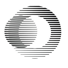 Circle Logo with lines.unusual icon Design .Background with Vector stripes .Geometric shape.