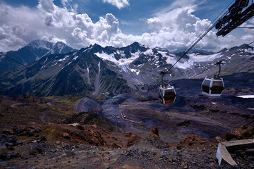 Mountain lift, delivering tourists to the base camp of Elbrus