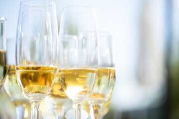 glasses of champagne on table