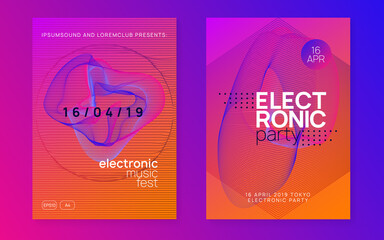 Fototapeta premium Neon club flyer. Electro dance music. Trance party dj. Electroni