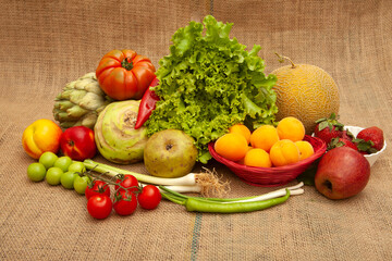 mixed fresh vegetables and fruits