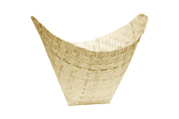 bamboo basket cone shape on white background