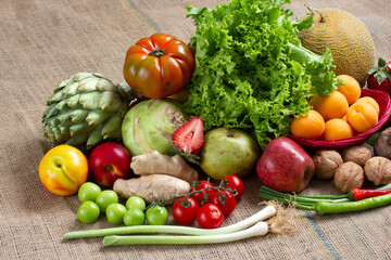 mixed fresh vegetables and fruits